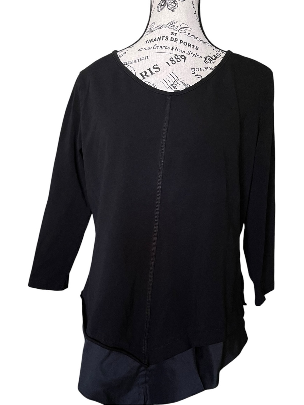 Luukaa Black Asymmetrical Tunic Top Women’s Medium Avant Garde Layered Hem